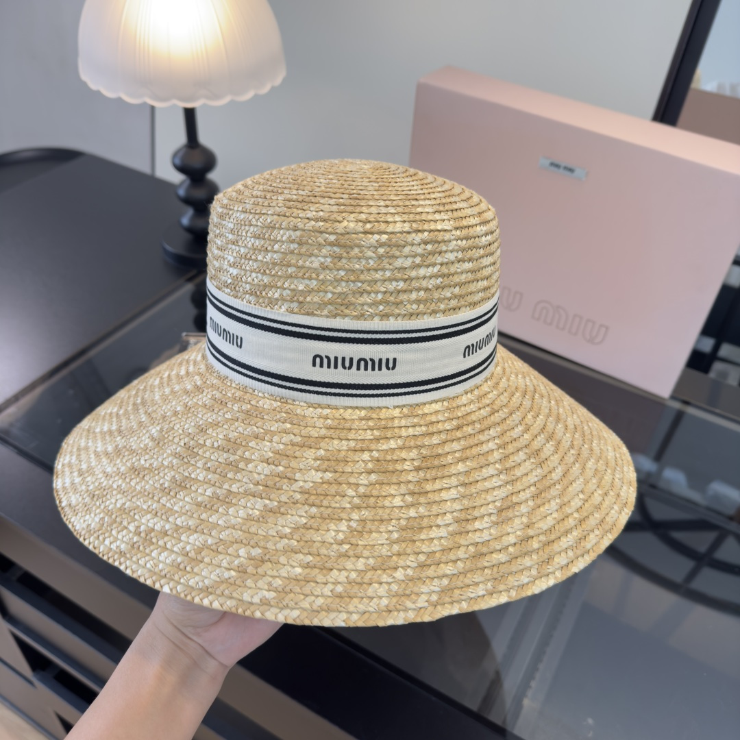 Miu Miu 缪缪miumiu新款编织草帽，沙滩