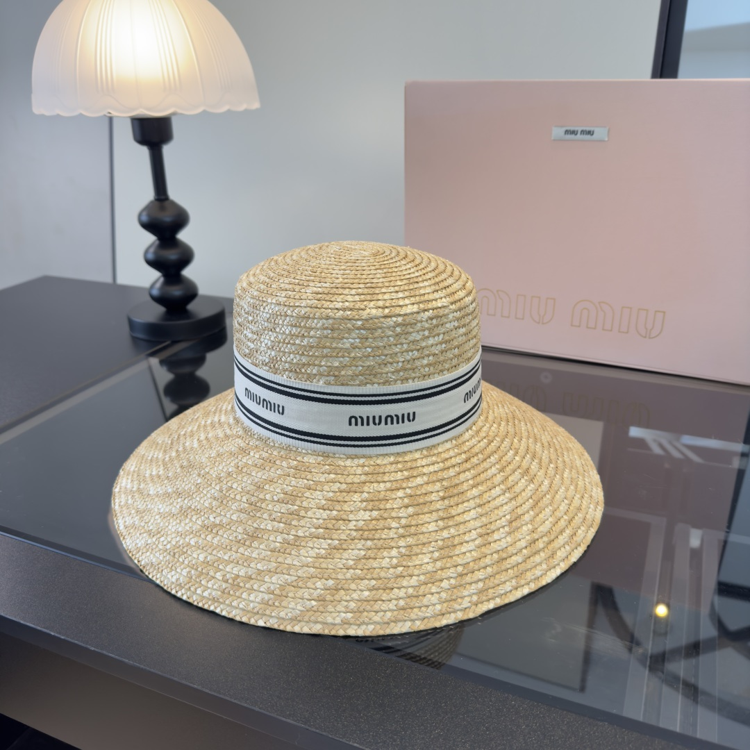 Miu Miu 缪缪miumiu新款编织草帽，沙滩