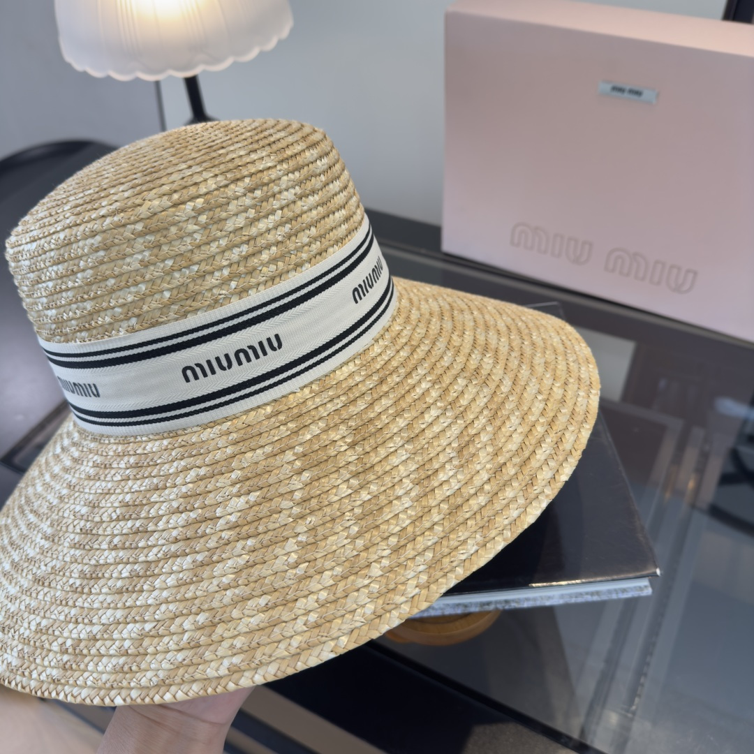 Miu Miu 缪缪miumiu新款编织草帽，沙滩