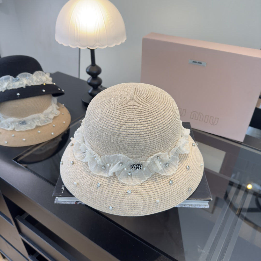 Miu Miu miumiu缪缪新款名媛风范草帽，头围57cm