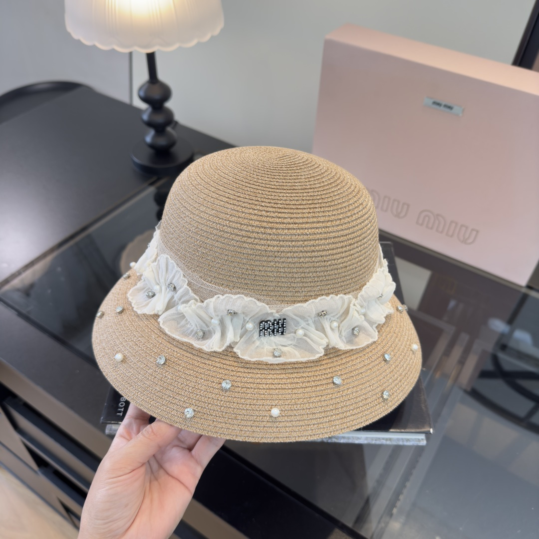 Miu Miu miumiu缪缪新款名媛风范草帽，头围57cm