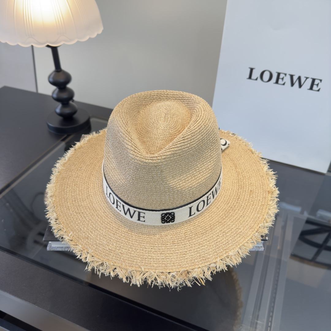 Loewe 罗意威新款平顶礼帽，夏日货 ，出游 ，头围57cm