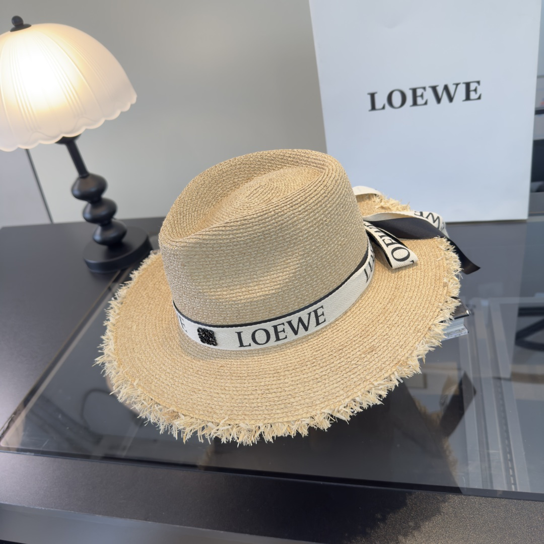 Loewe 罗意威新款平顶礼帽，夏日货 ，出游 ，头围57cm