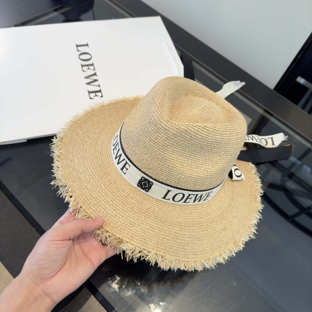 Loewe 罗意威新款平顶礼帽，夏日货 ，出游 ，头围57cm