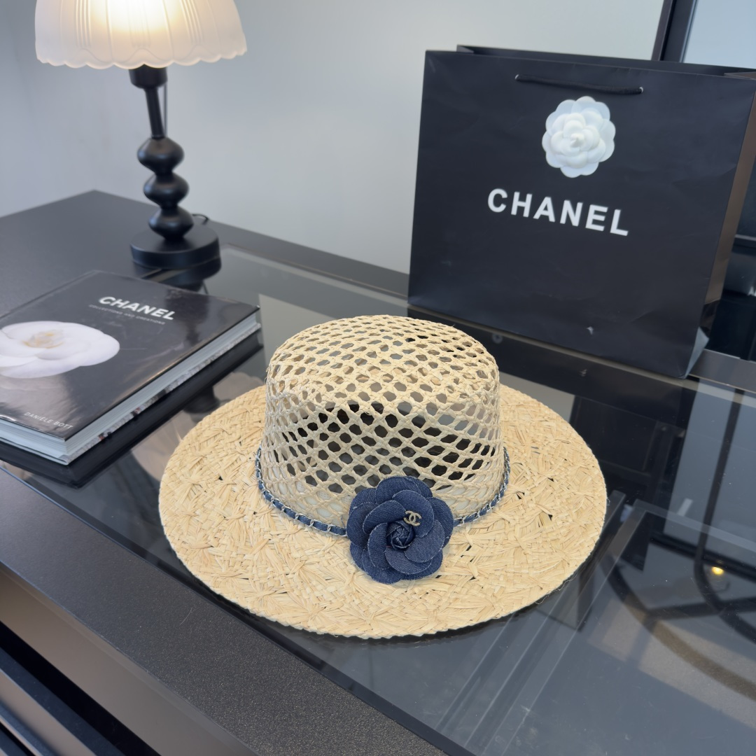 Chanel Chanel香奈儿新款平顶草帽，夏季出游沙滩