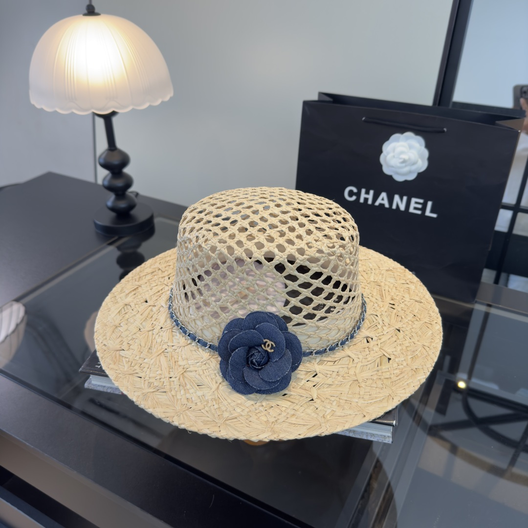 Chanel Chanel香奈儿新款平顶草帽，夏季出游沙滩