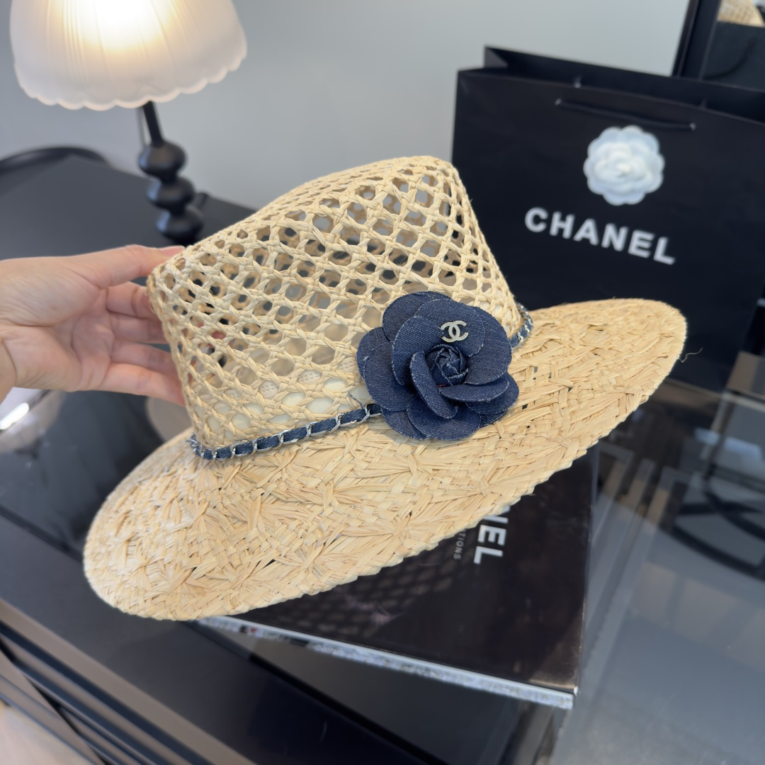 Chanel Chanel香奈儿新款平顶草帽，夏季出游沙滩