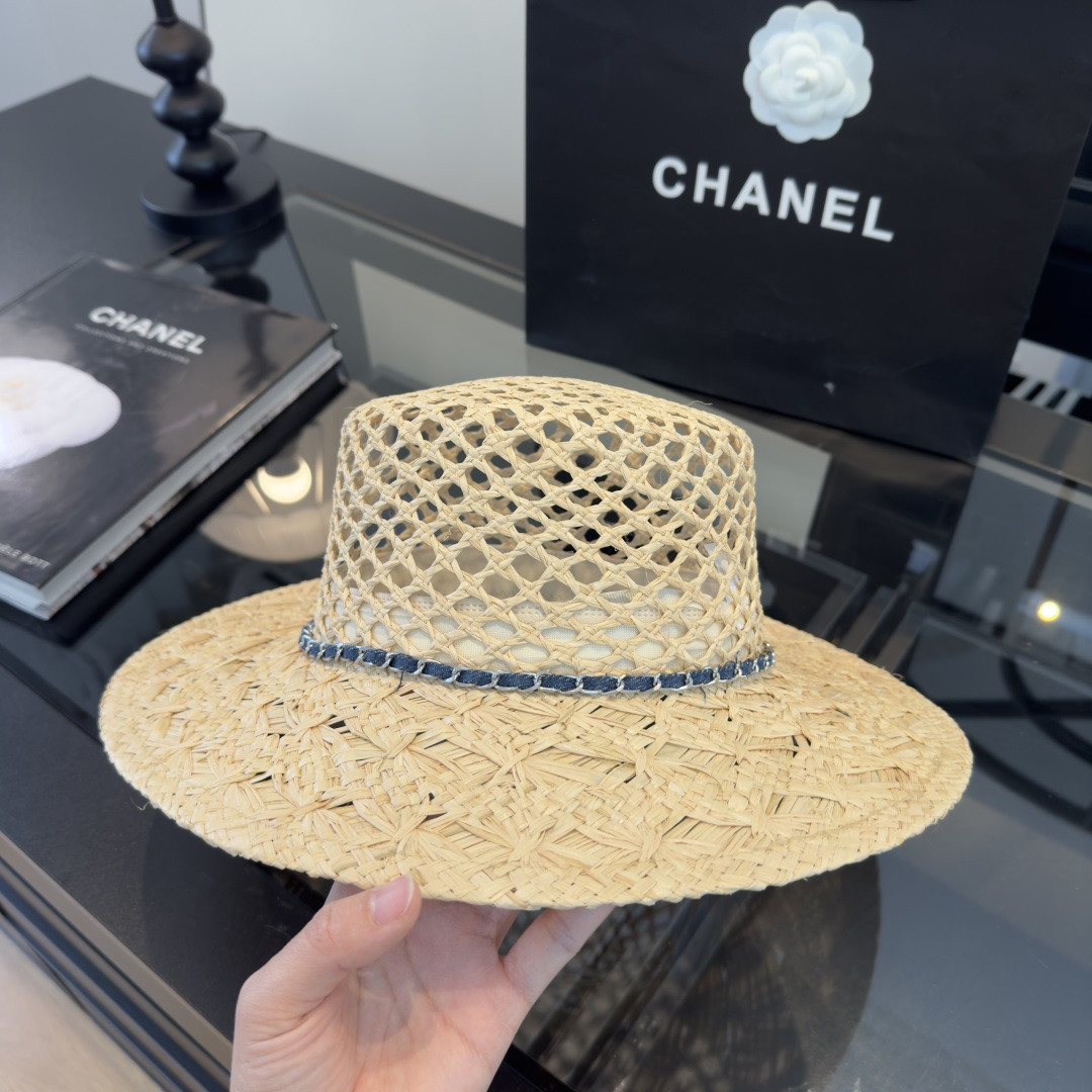 Chanel Chanel香奈儿新款平顶草帽，夏季出游沙滩