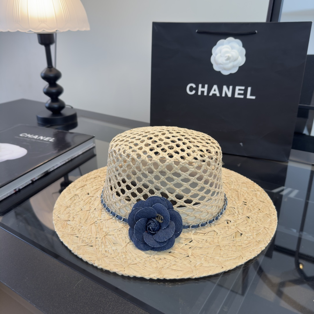 Chanel Chanel香奈儿新款平顶草帽，夏季出游沙滩
