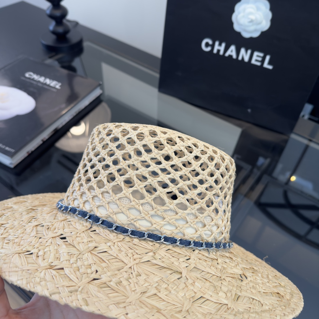 Chanel Chanel香奈儿新款平顶草帽，夏季出游沙滩