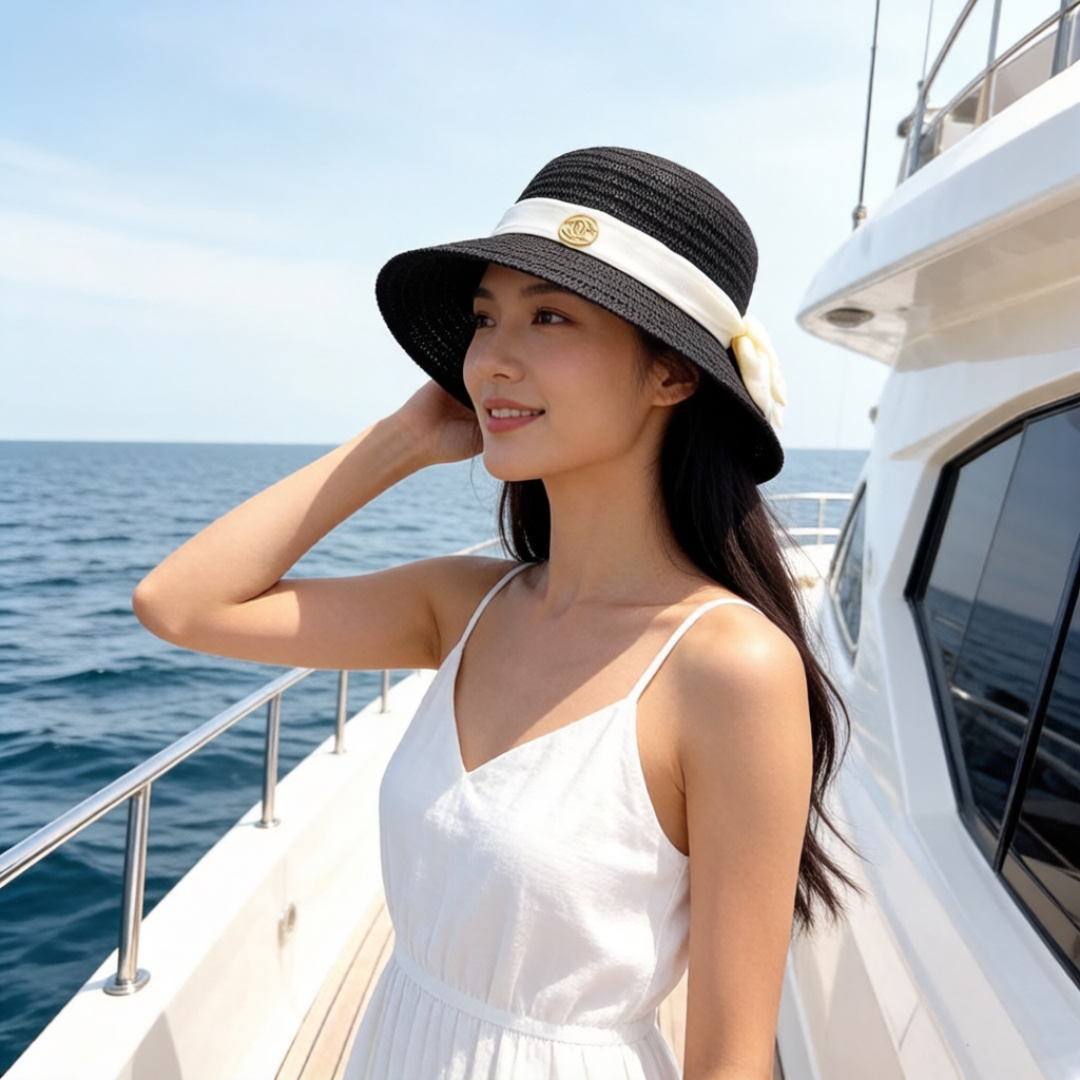 Chanel Chanel香奈儿新款盆帽草帽，可折叠