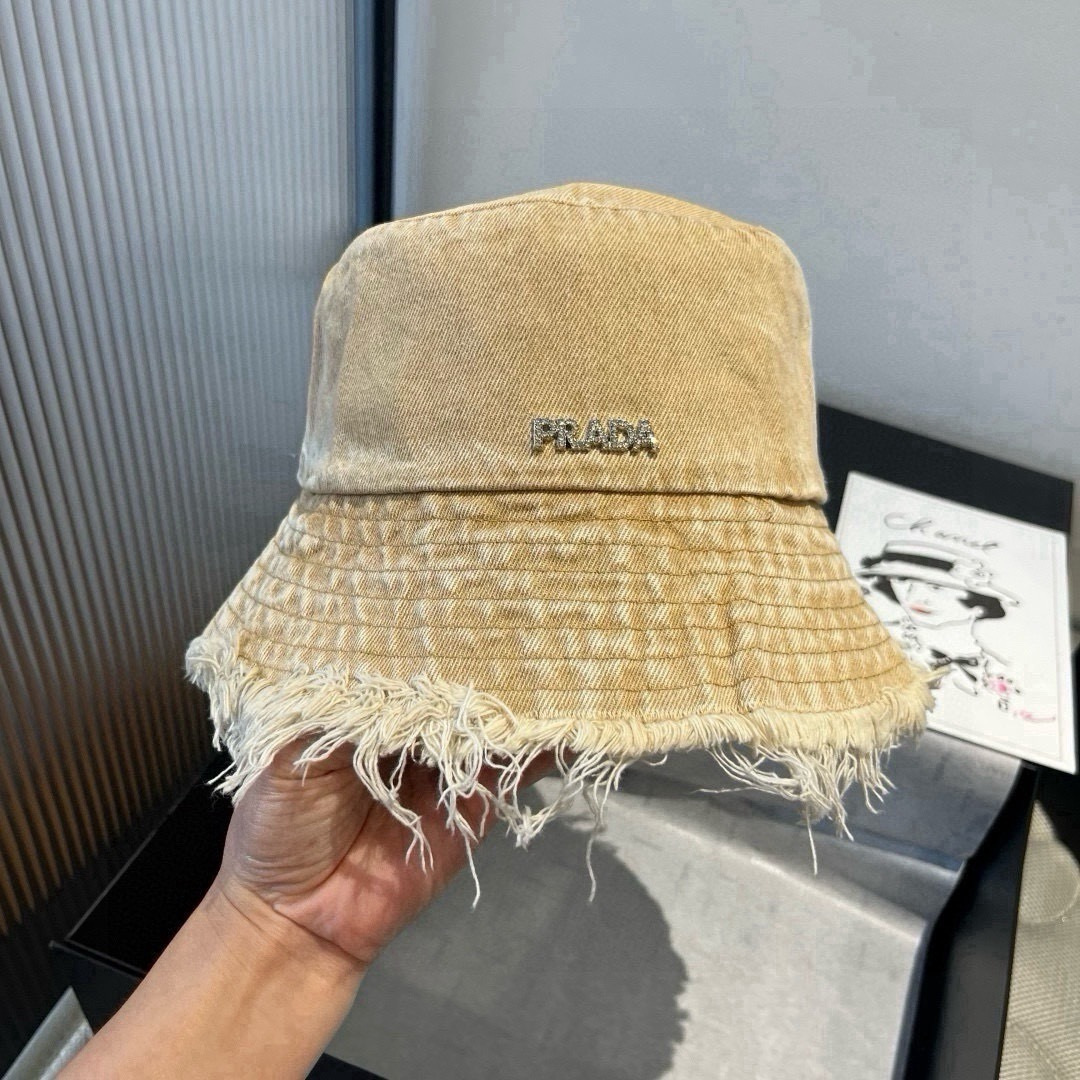 Prada 普拉达新款牛仔渔夫帽，头围57cm
