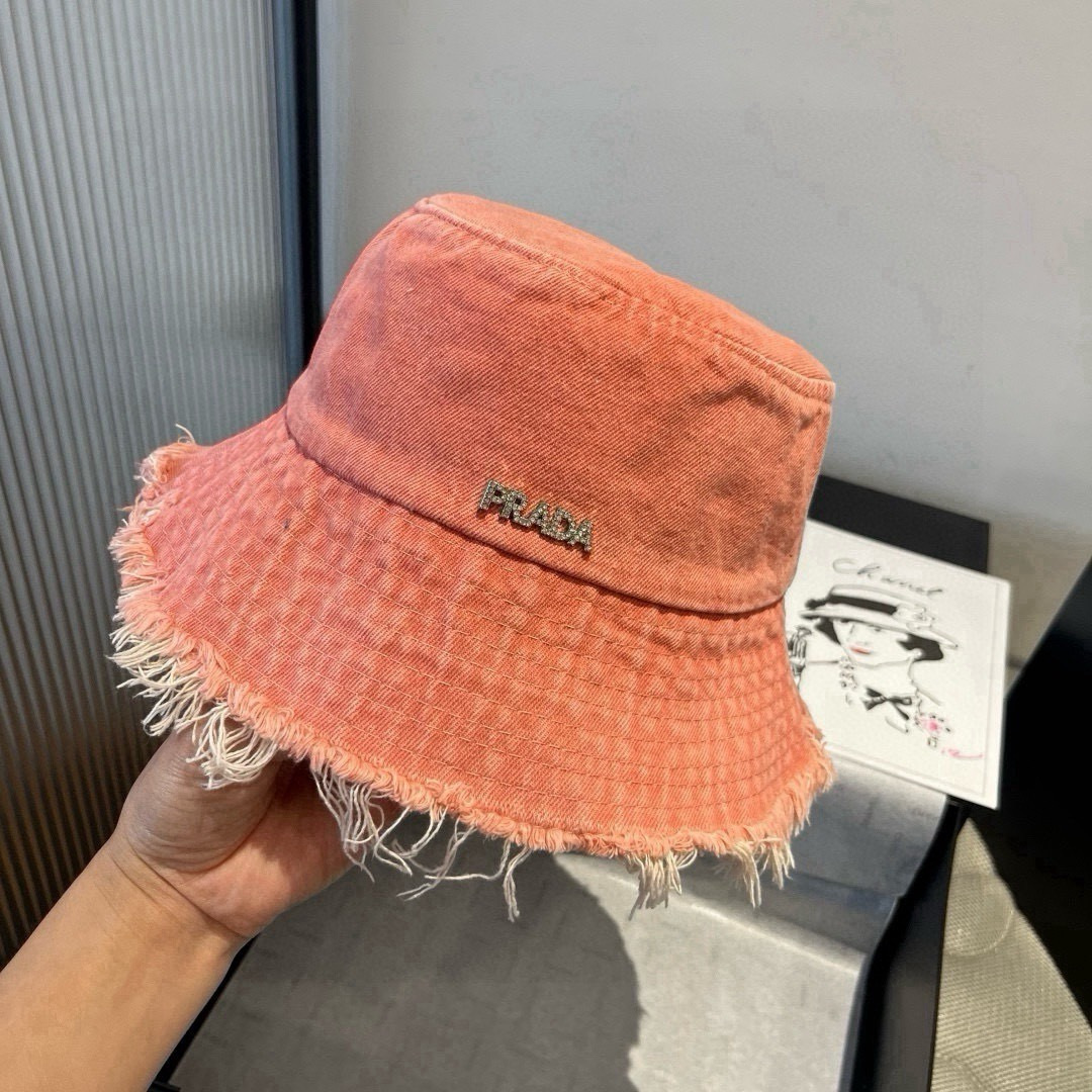 Prada 普拉达新款牛仔渔夫帽，头围57cm