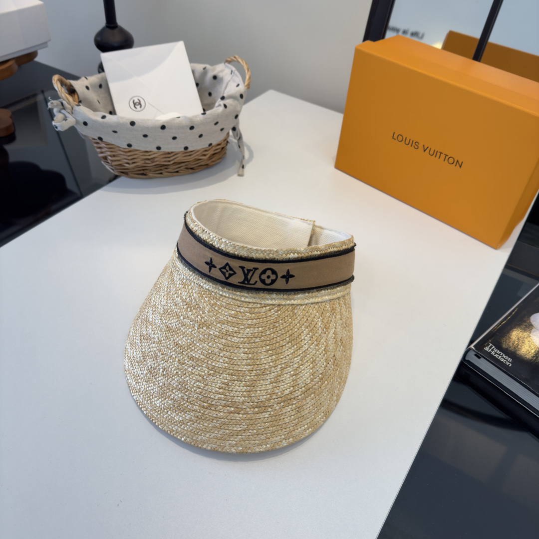 Louis Vuitton Lv路易斯新款拉菲草空顶帽，可调节