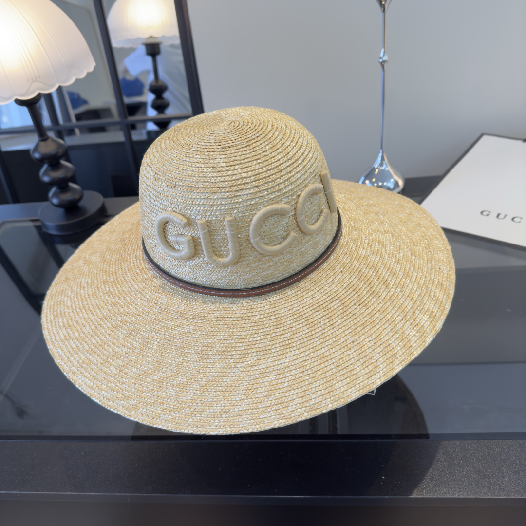 Gucci Gucci古奇 款麦秆草礼帽， 开模定制，头围57cm