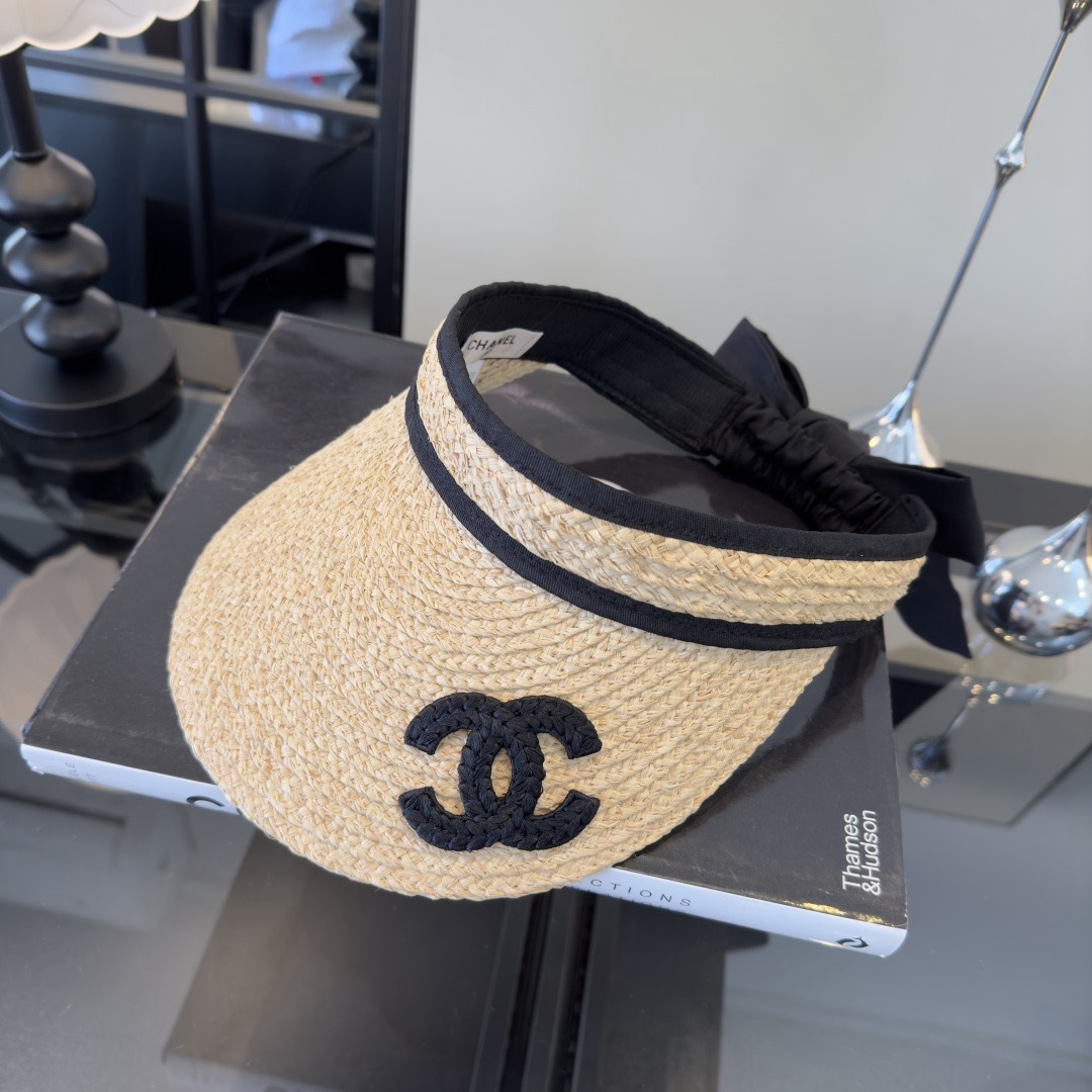 Chanel Chanel香奈儿新款拉菲草空顶遮阳帽