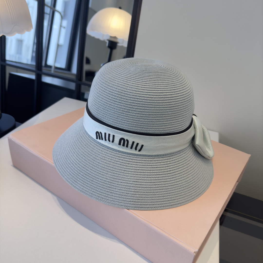 Miu Miu miumiu缪缪新款名媛风蝴蝶结盆帽，简约～