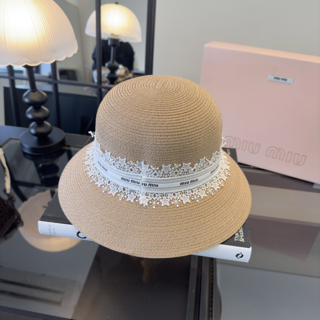 Miu Miu miumiu缪缪蕾丝盆帽，小清新设计，头围57cm