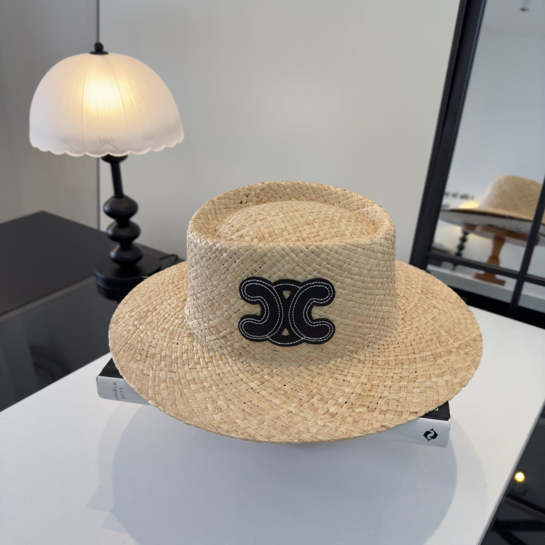 Celine Celine赛琳新款平顶草帽，日本纸草制作，夏日百搭