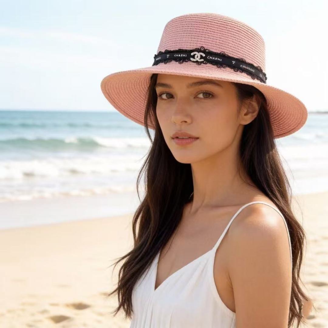 Chanel Chanel香奈儿新款平顶草帽，夏季出游沙滩 ～