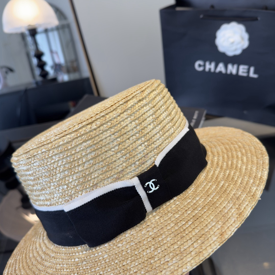 Chanel Chanel香奈儿 款平顶小礼帽，麦杆草制作，头围57cm