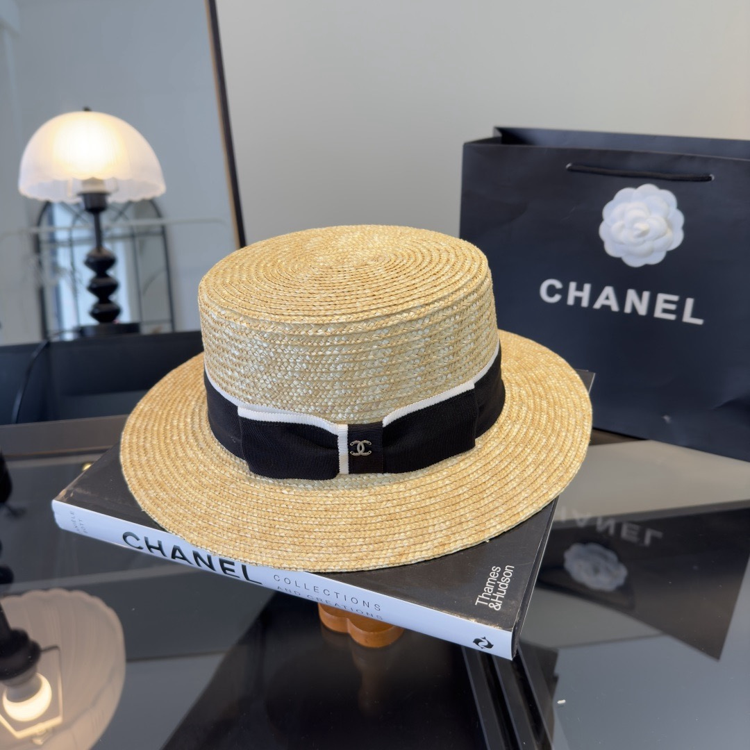 Chanel Chanel香奈儿 款平顶小礼帽，麦杆草制作，头围57cm