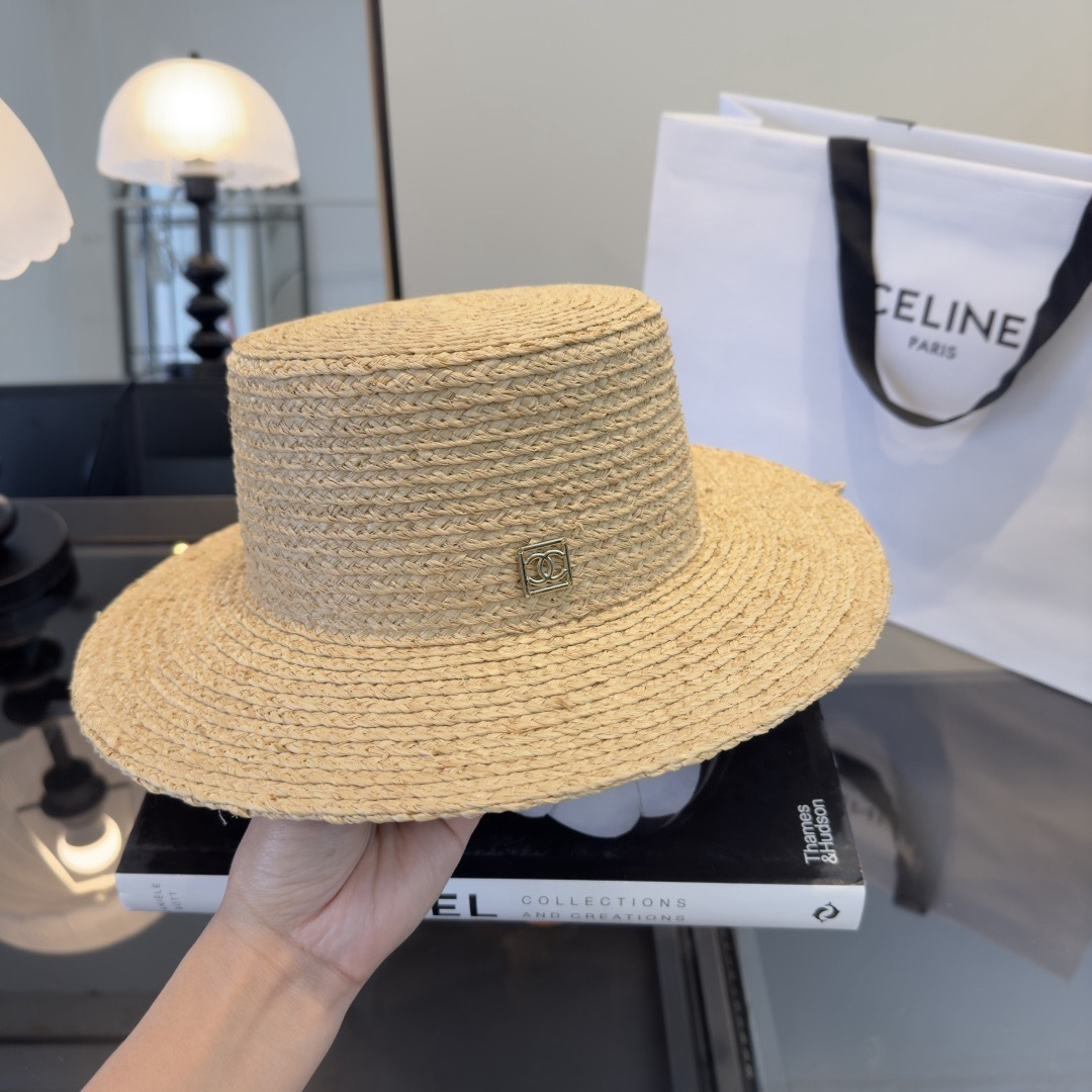 Chanel Chanel香奈儿新款草帽，26年新款平顶礼帽，拉菲草帽， 打版定制，头围57cm左右