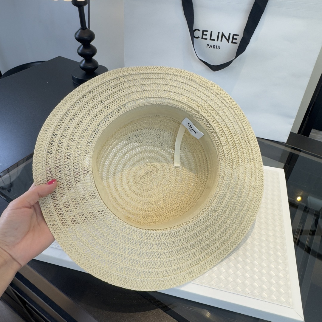 PCeline赛琳新款平顶草帽，日本纸草制作，头围57cm
