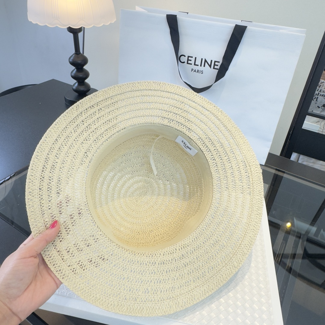 PCeline赛琳新款平顶草帽，日本纸草制作，头围57cm