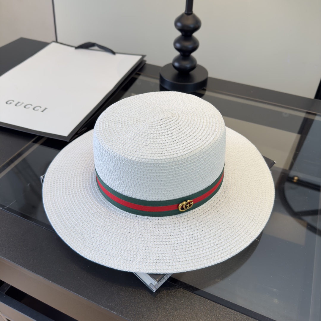 PGucci古奇新款平顶礼帽，头围57cm