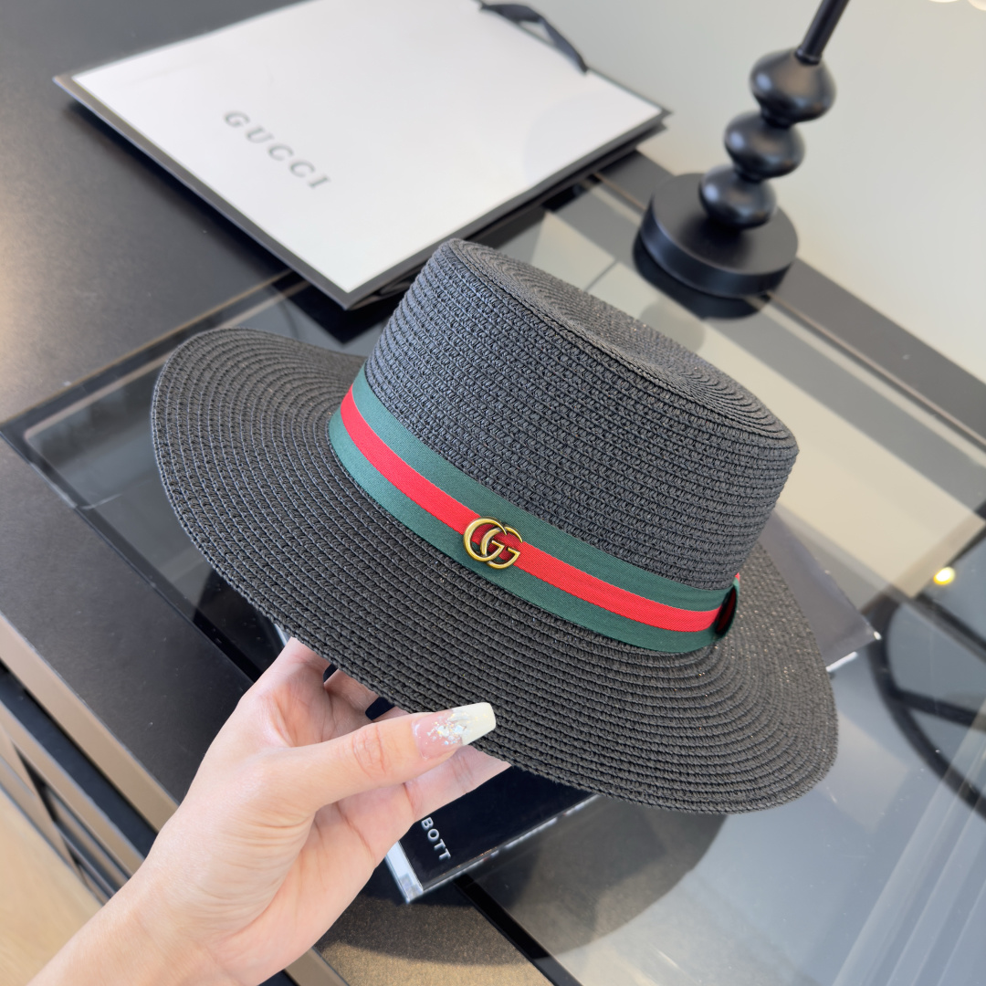 PGucci古奇新款平顶礼帽，头围57cm