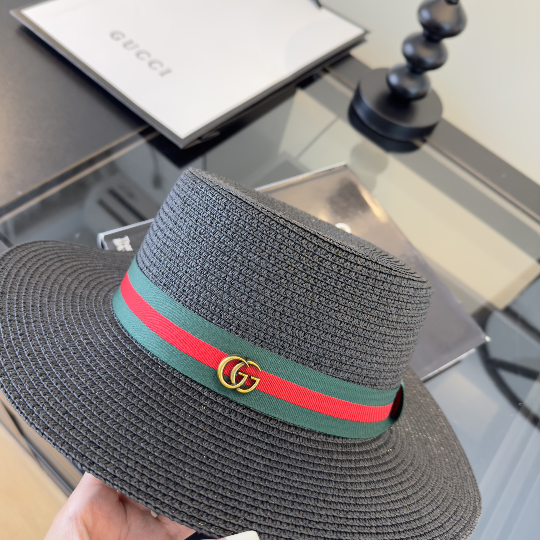 PGucci古奇新款平顶礼帽，头围57cm