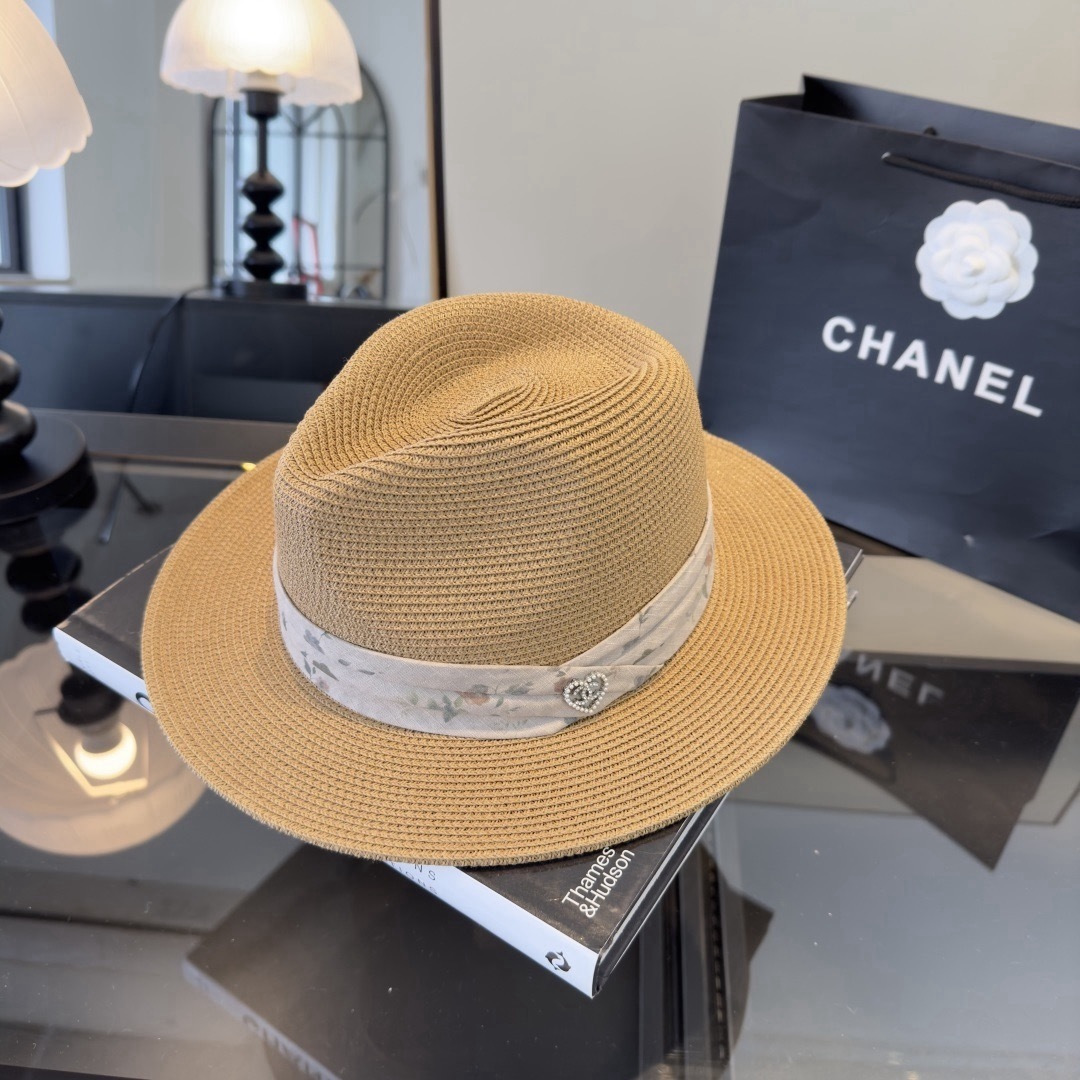 Chanel Chanel香奈儿新款平顶草帽，日本纸草制作，夏日百搭