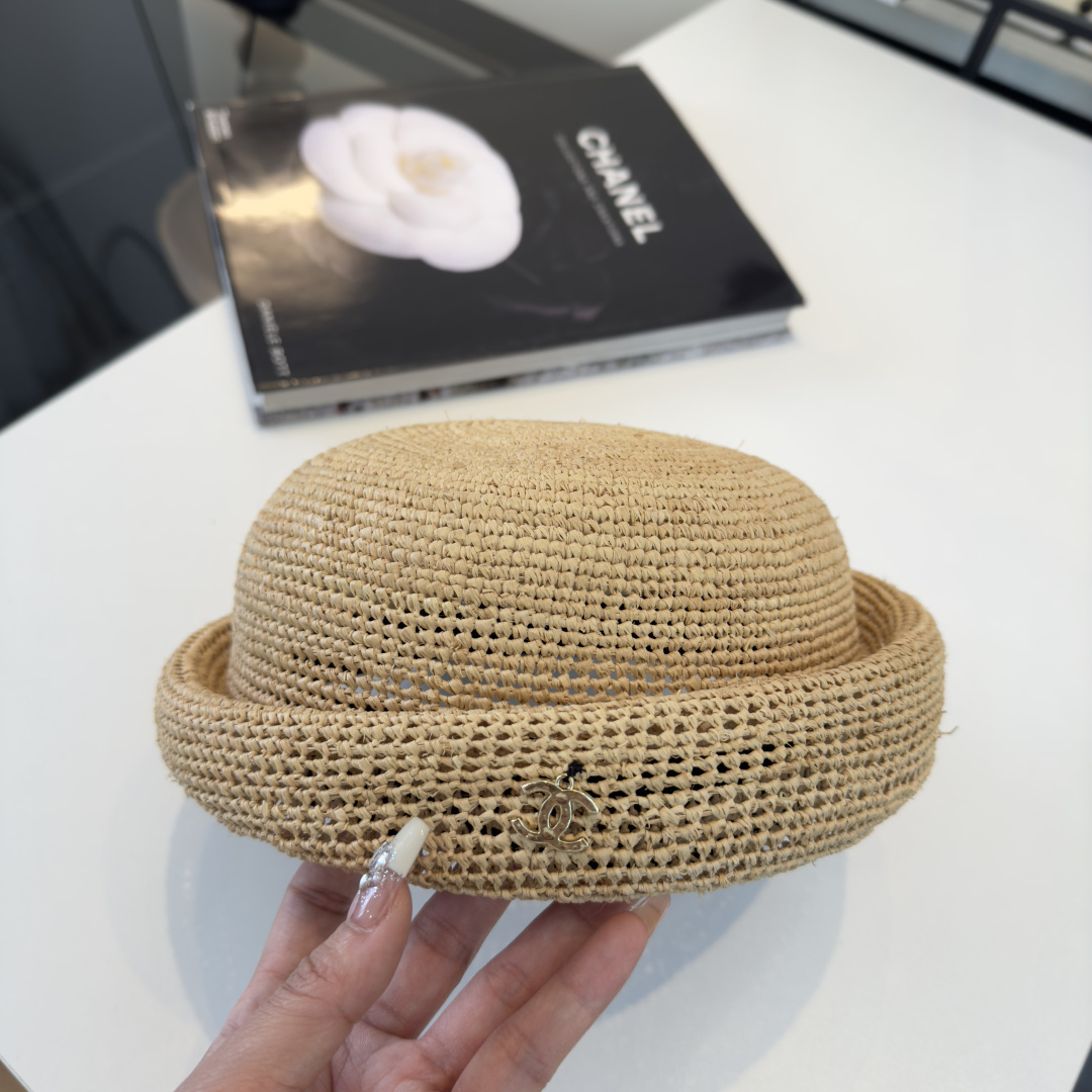 PChanel香奈儿拉菲草贝雷帽，纯手工制作，头围57cm