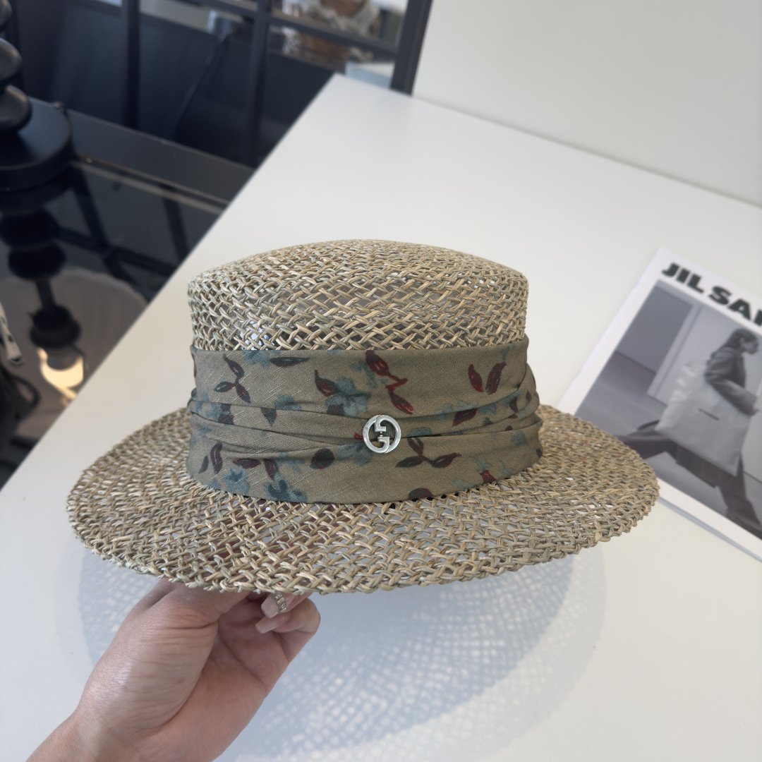 Gucci Gucci古奇新款礼帽，台湾PP草帽沿，头围57cm