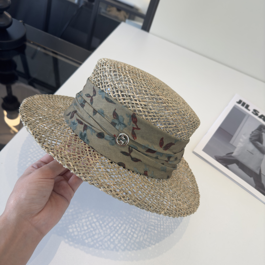 Gucci Gucci古奇新款礼帽，台湾PP草帽沿，头围57cm