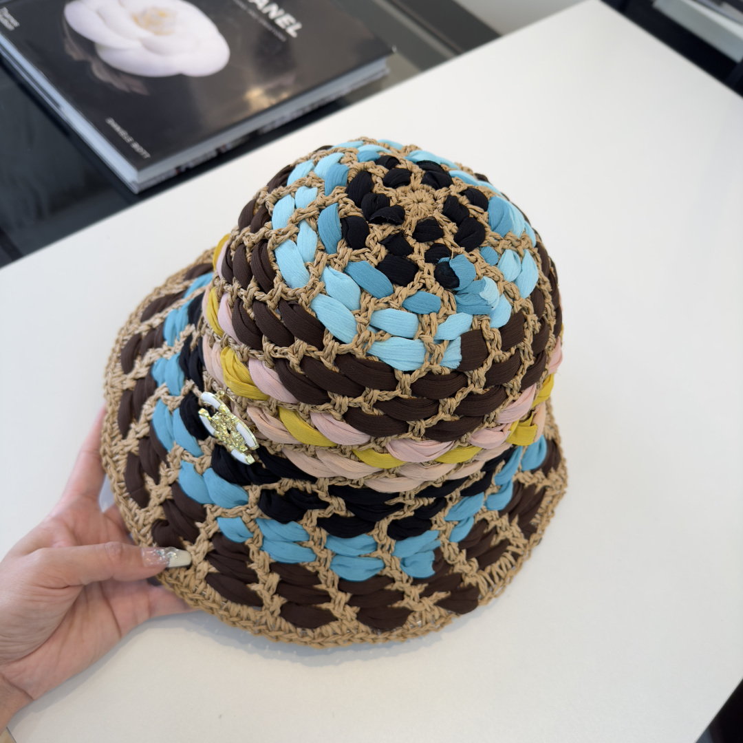 Chanel Chanel香奈儿手工编织渔夫帽，夏日遮阳帽，头围57cm 可折叠