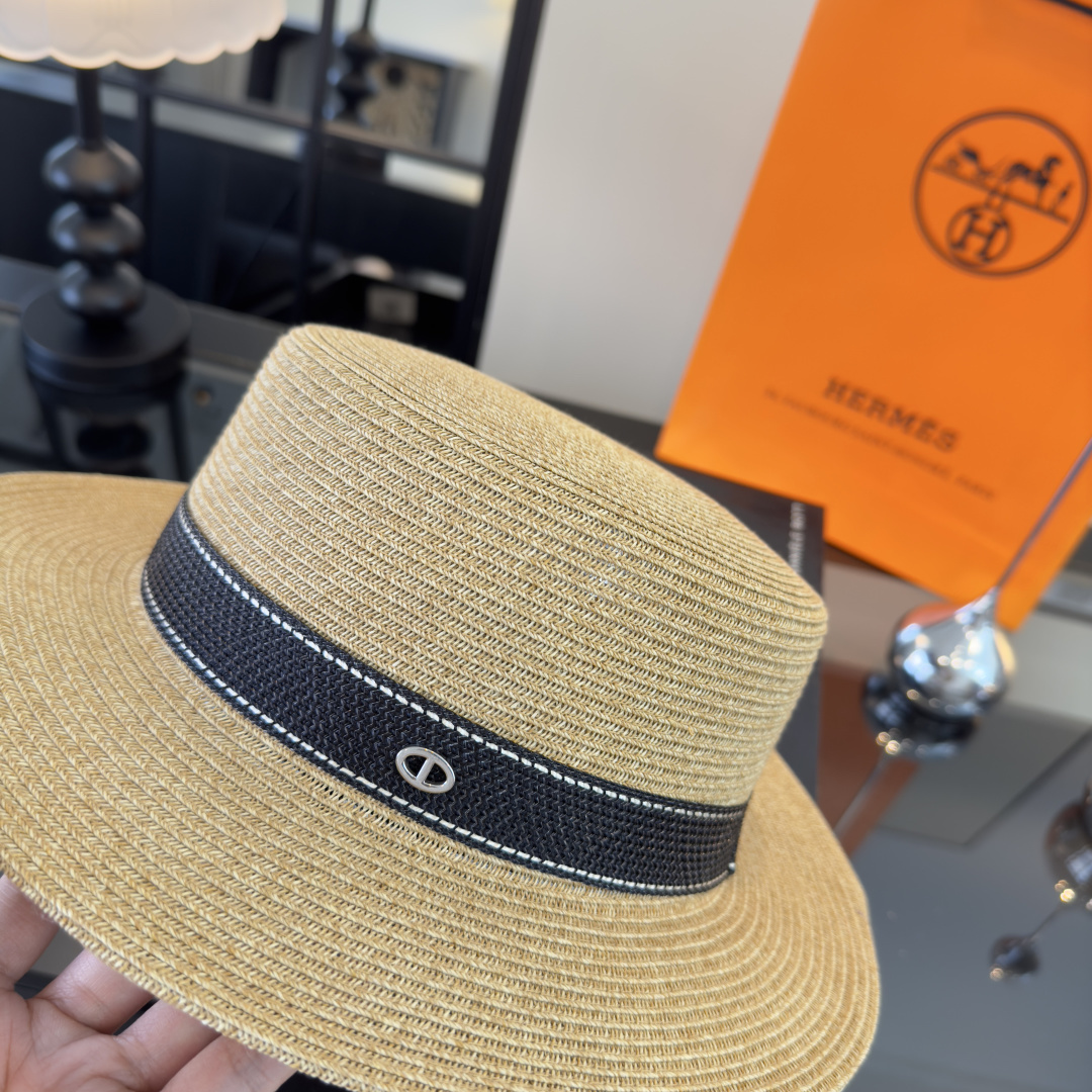 Hermès 爱马仕新款平顶草帽，细草制作，帽型超赞
