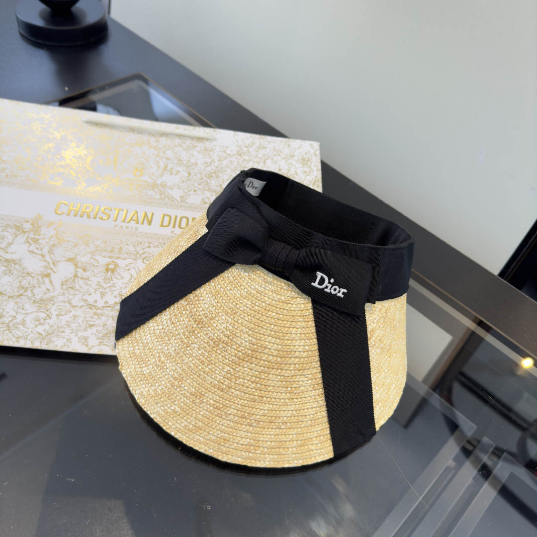Dior Dior迪奥2026款麦秆草蝴蝶空顶帽，头围57cm