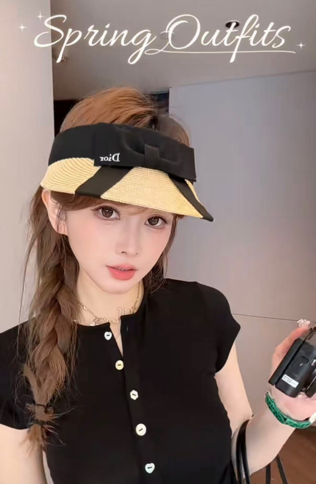Dior Dior迪奥2026款麦秆草蝴蝶空顶帽，头围57cm
