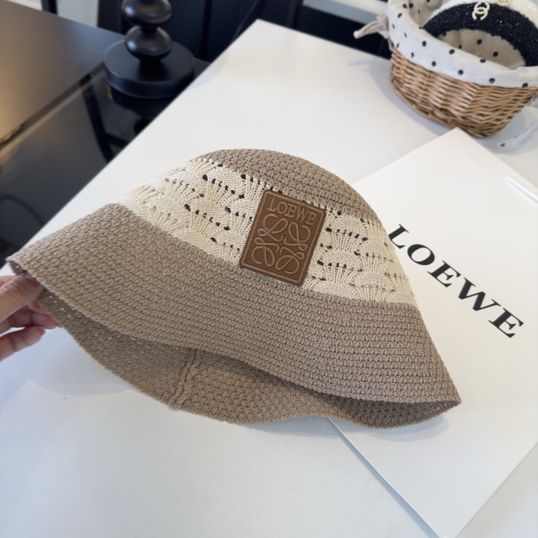 Loewe 罗意威新款针织遮阳渔夫帽，可折叠，头围57cm