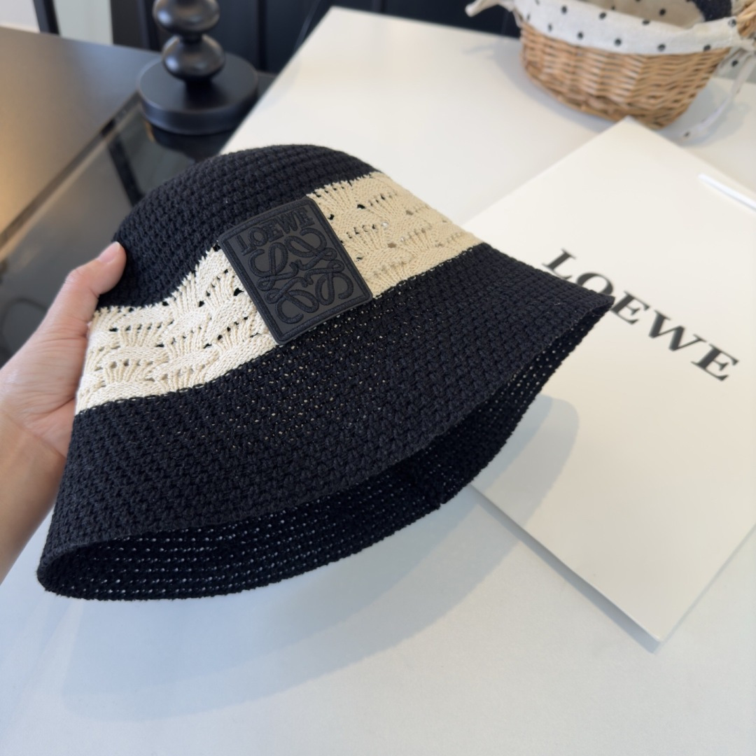Loewe 罗意威新款针织遮阳渔夫帽，可折叠，头围57cm