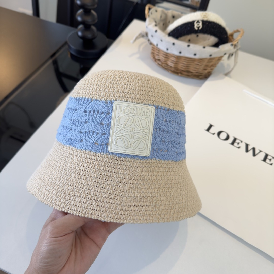 Loewe 罗意威新款针织遮阳渔夫帽，可折叠，头围57cm