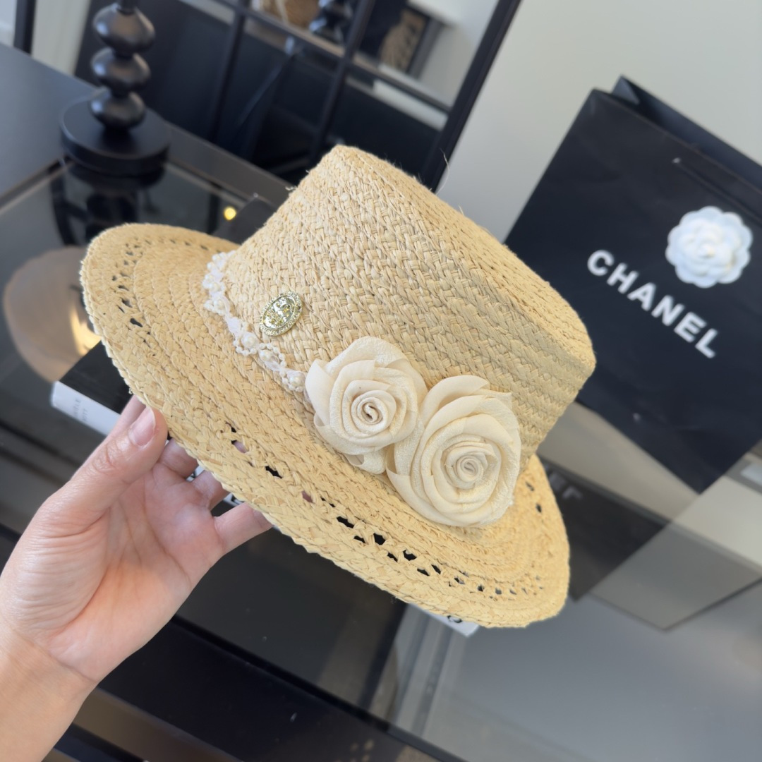 Chanel Chanel香奈儿新款名媛风拉菲草帽，旅游 ，头围57cm