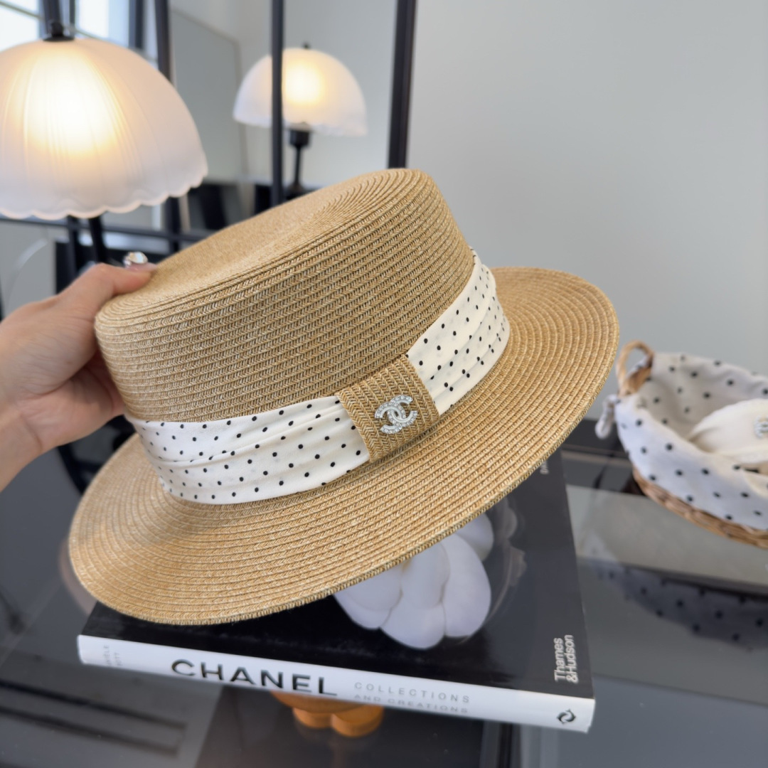 Chanel Chanel香奈儿新款平顶草帽，日本纸草制作，头围57cm