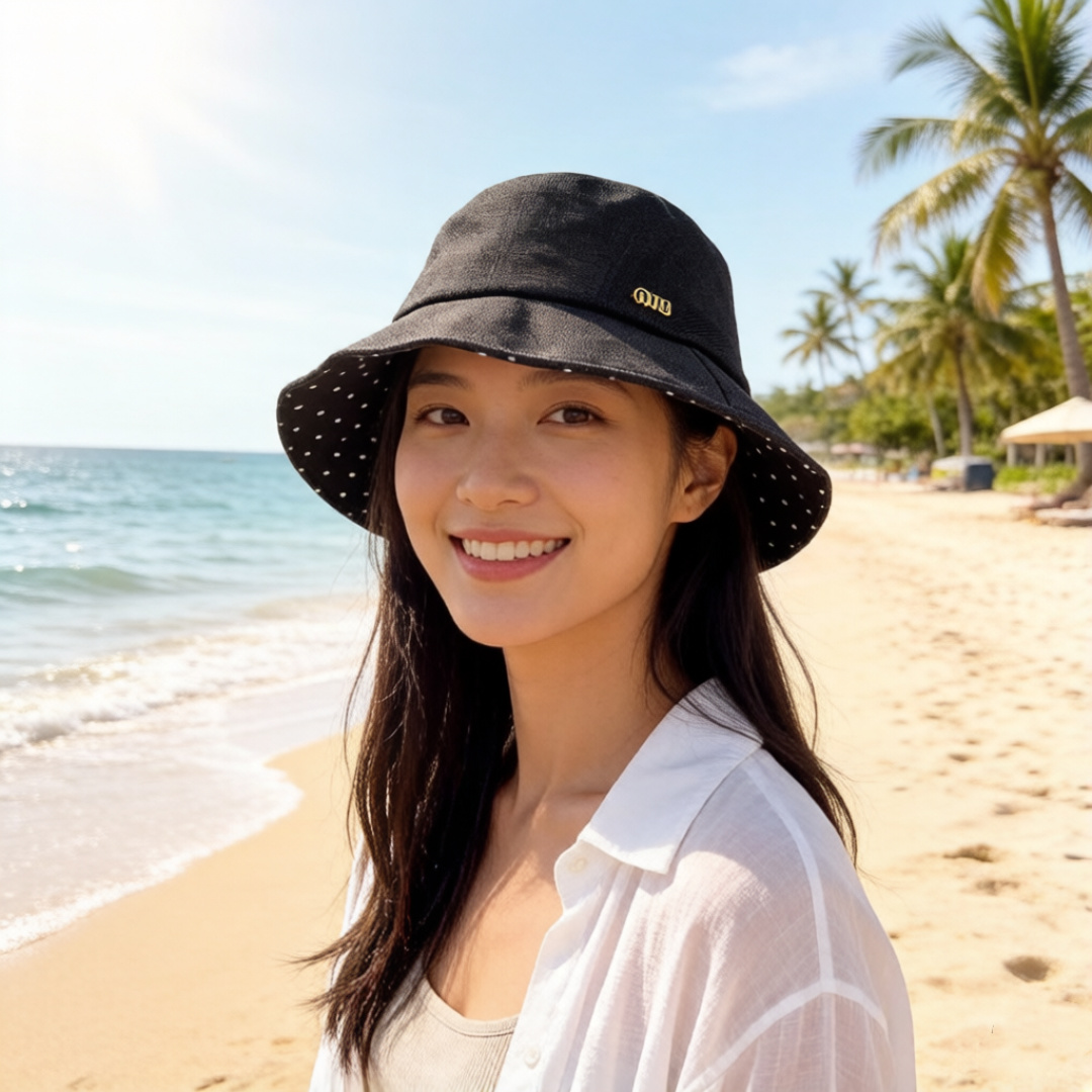 Miu Miu miumiu缪缪新款波点双面渔夫帽，百搭