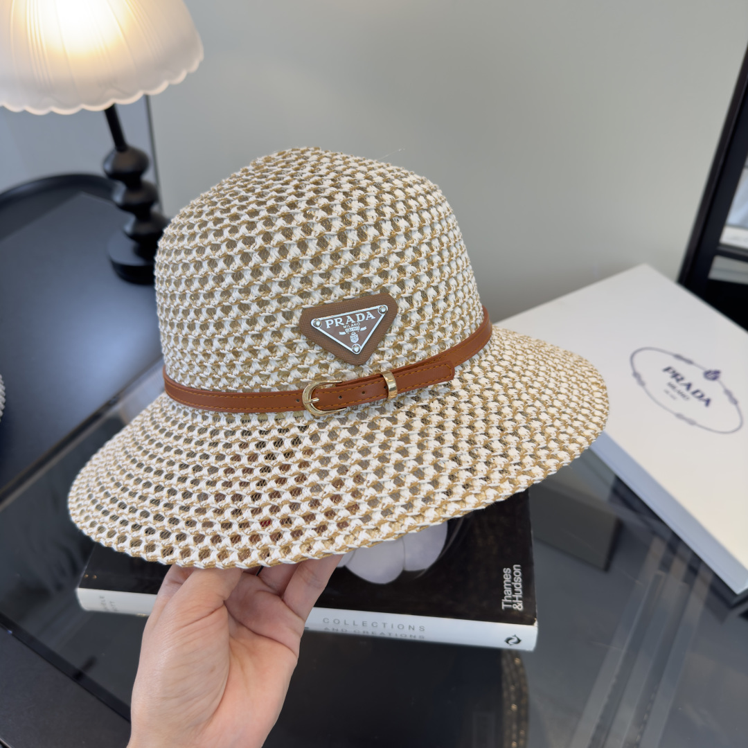 Prada 普拉达新款跑量款盆帽，夏日 草帽，头围57cm