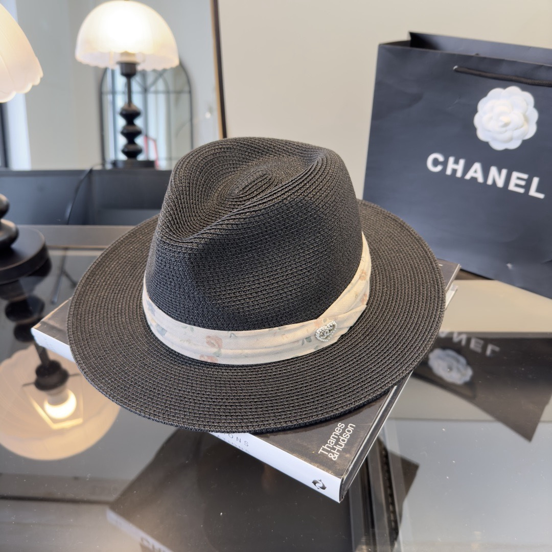 Chanel Chanel香奈儿新款平顶草帽，日本纸草制作，夏日百搭