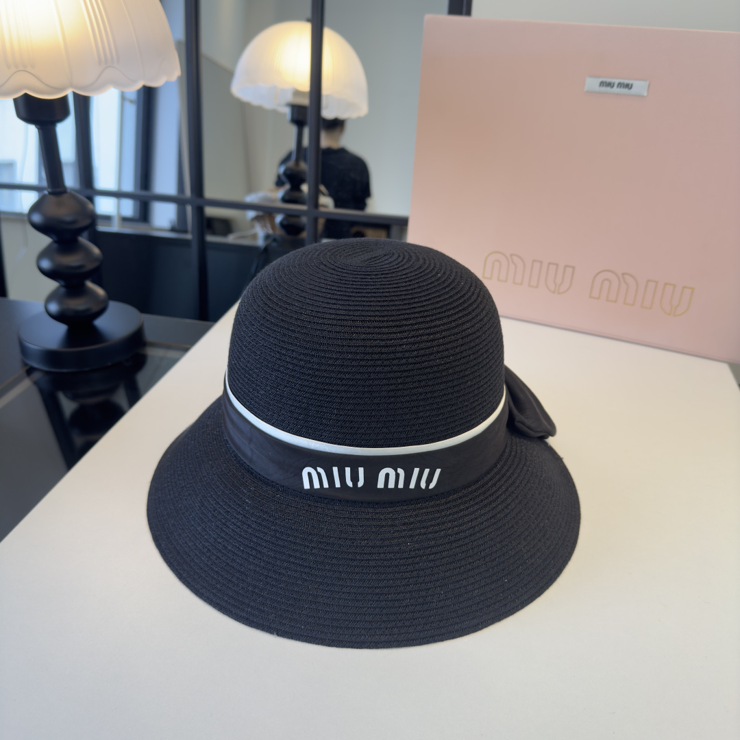 Miu Miu miumiu缪缪新款名媛风蝴蝶结盆帽，简约～