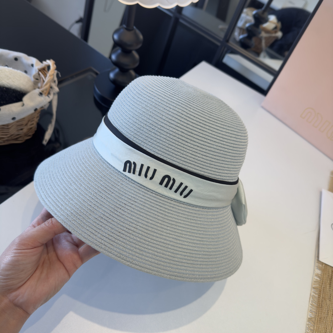 Miu Miu miumiu缪缪新款名媛风蝴蝶结盆帽，简约～